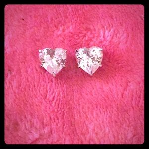 4 Carets, Silver Backed, C Z Post Earrings.